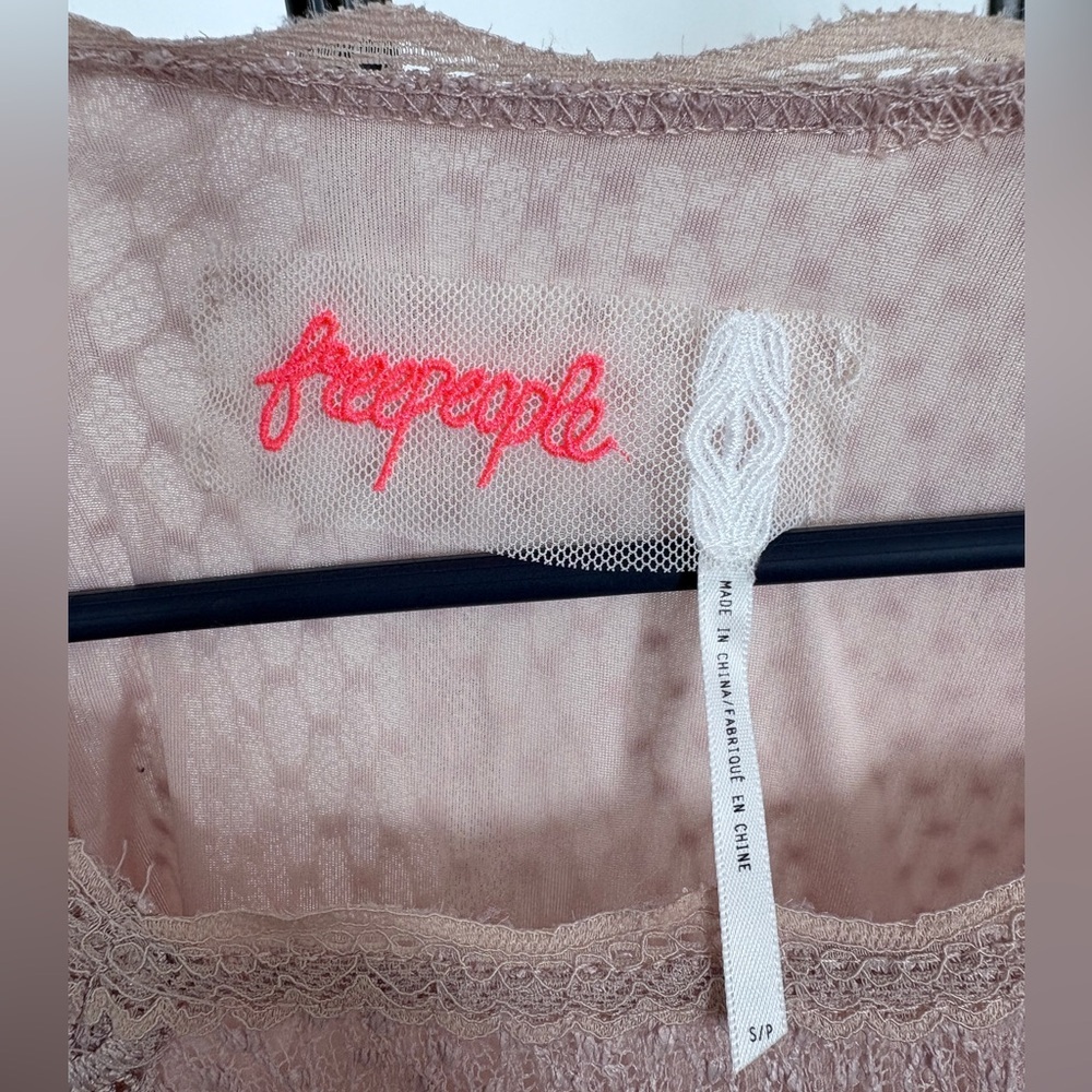 CLOSET CLEANOUT Free People mesh/lace body on dress- nude colored-Size L- NWT - Picture 6 of 9